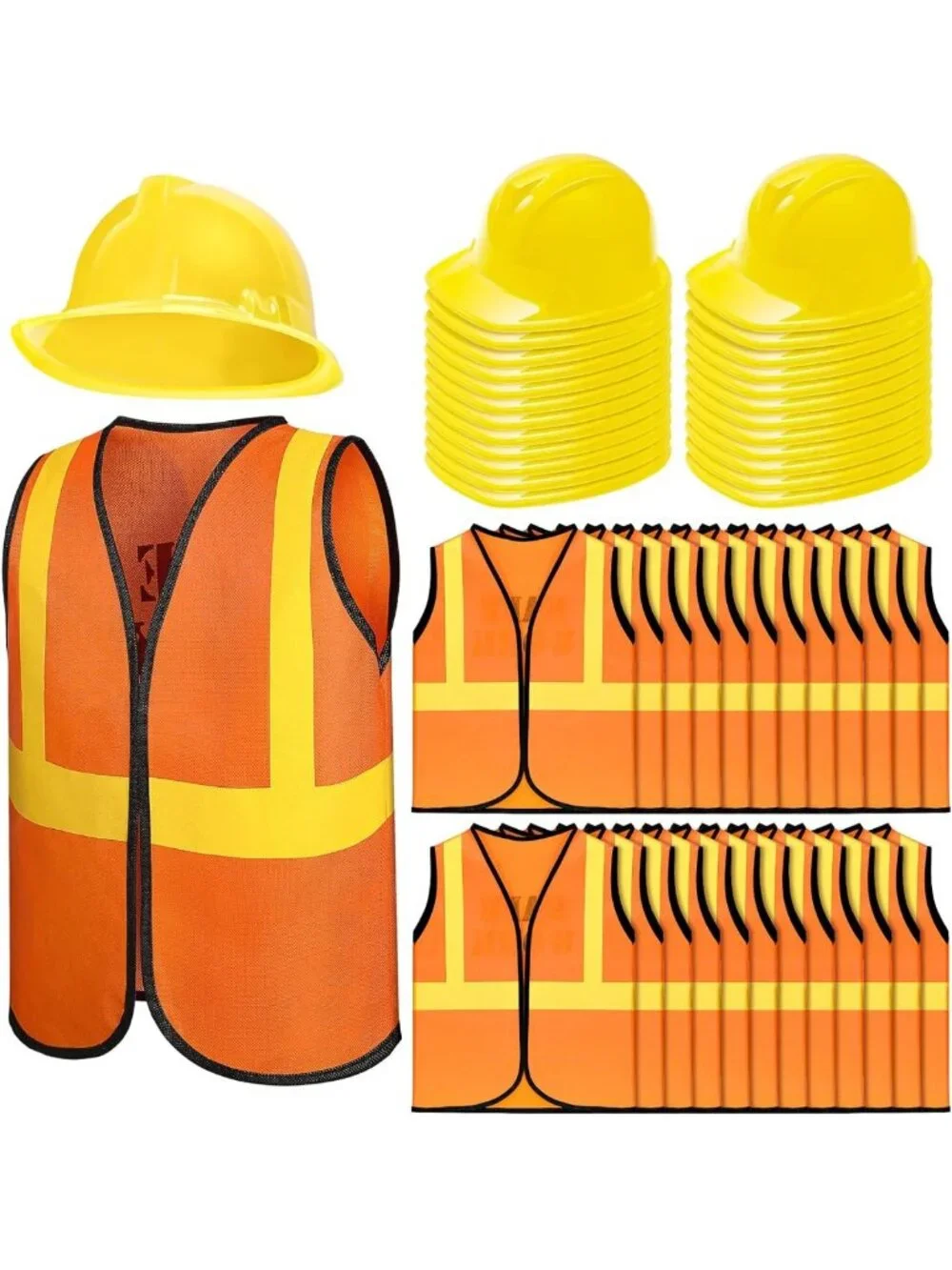 48 Pcs Kids Construction Vests & Hats Set for Birthday, Halloween, Dress-Up Fun
